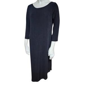 Chico's Travelers Black 3/4 Sleeve Asymmetrical Skirt Dress (S)